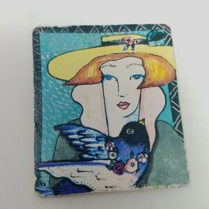 Vintage Woman in a Hat with a Blue Bird Brooch, Artsy Portait, Lightweight